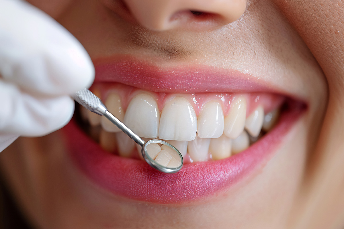 Dental clinician cleaning a patient’s teeth