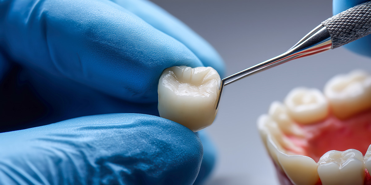 Dental crown being prepared