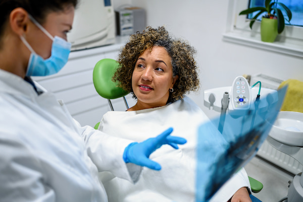 Patient receiving care in a modern dental treatment room